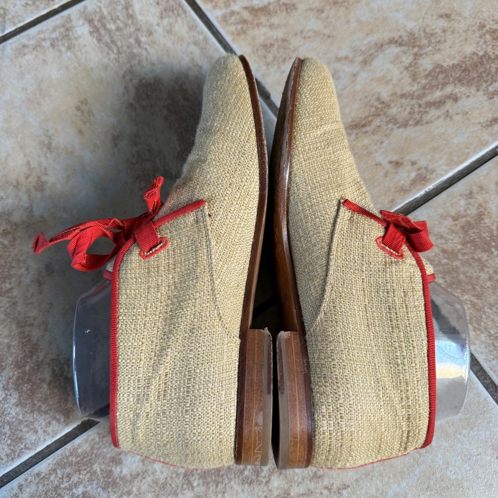 Stubbs‎ & Wootton Beige Linen Smoking Flats
Red Ribbon Lace Preppy Chic Size 7.5 - Picture 8 of 8